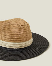 Monochrome Brim Fedora Hat, , large