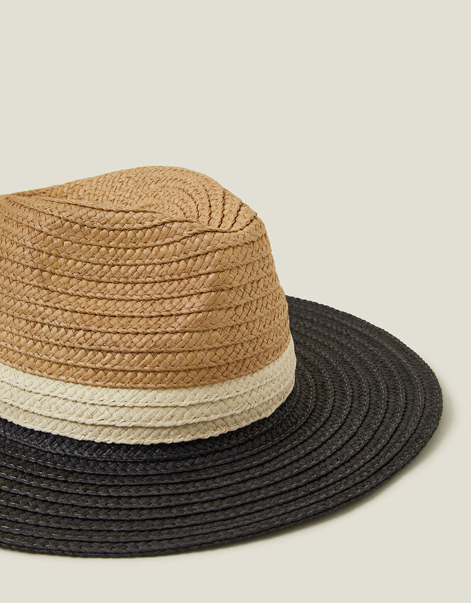 Monochrome Brim Fedora Hat, , large