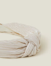 Pleated Knot Headband, Cream (CREAM), large