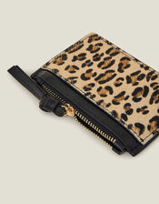 Leopard Print Leather Cardholder, , large