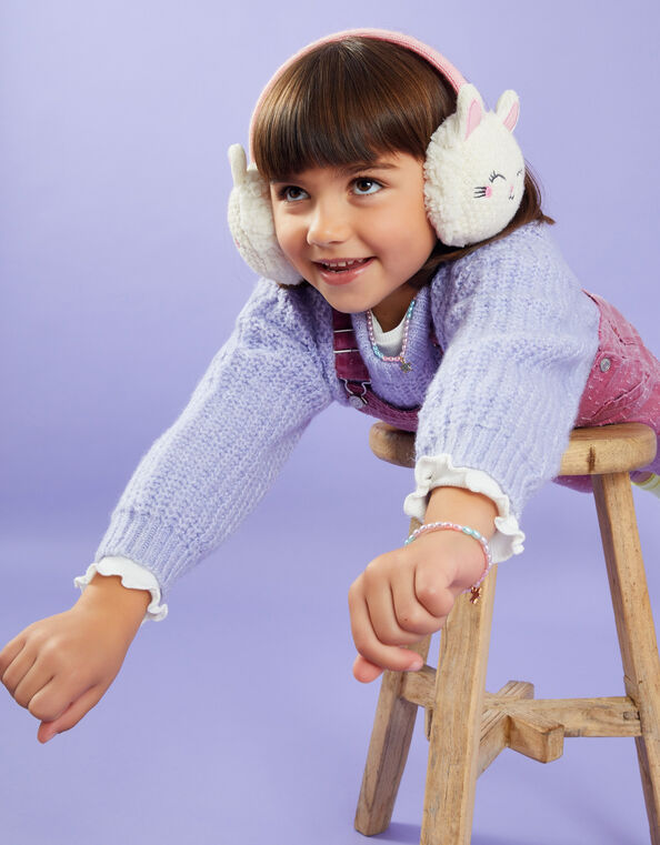 Girls Knit Bunny Earmuffs, , large