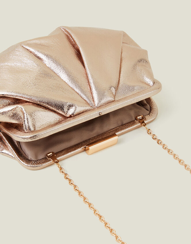 Metallic Pleated Clutch Bag, , large