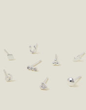 4-Pack Sterling Silver-Plated Mix Stud Earrings, , large