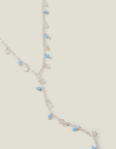 Sterling Silver-Plated Beaded Y-Chain Necklace, , large