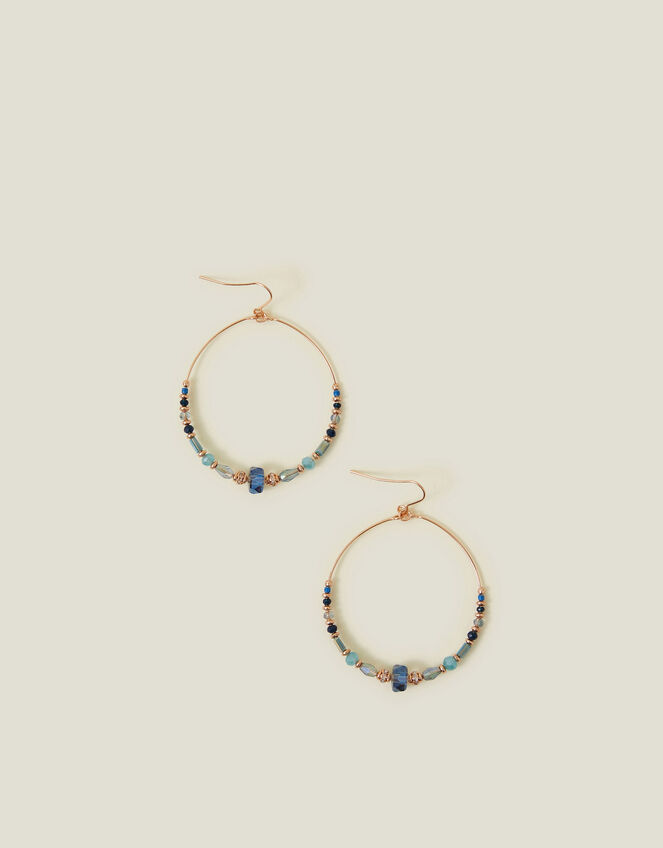 Large Beaded Hoop Earrings, , large