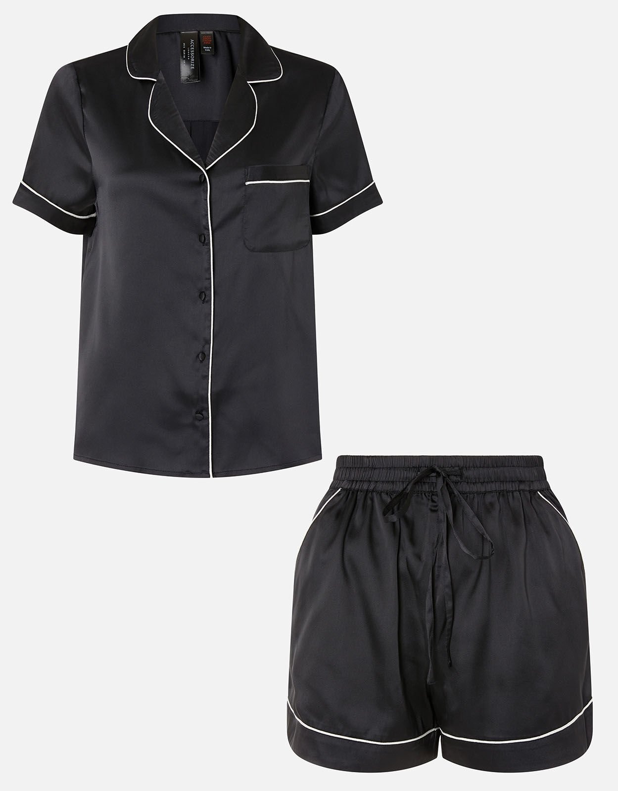 black pyjamas shorts set