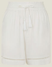 Linen Blend Shorts, White (WHITE), large