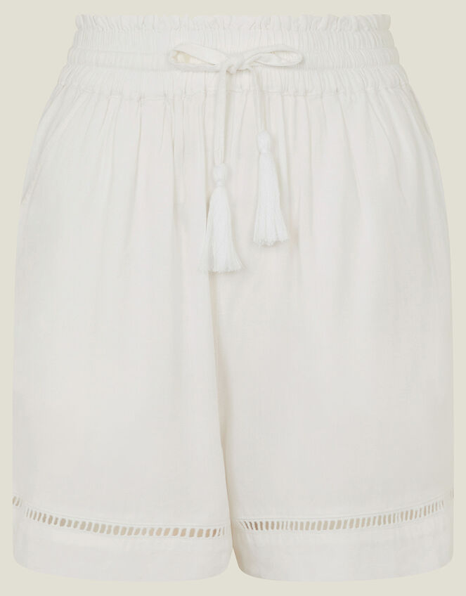 Linen Blend Shorts, White (WHITE), large