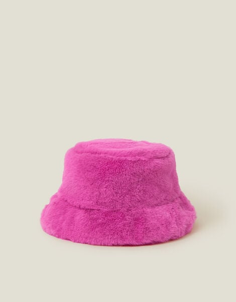 Faux Fur Bucket Hat, Pink (PINK), large