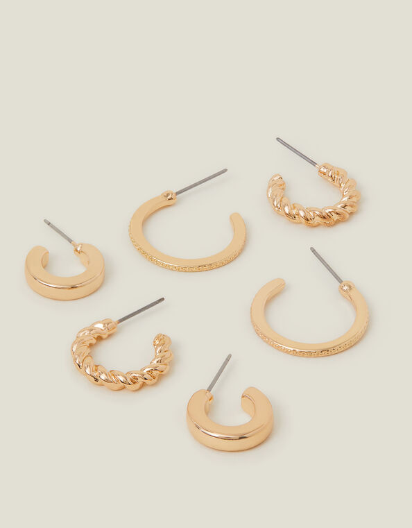 Twisted Chunky Hoops Set of Three, , large