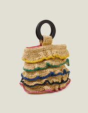 Ruffle Straw HandHeld Bag, , large