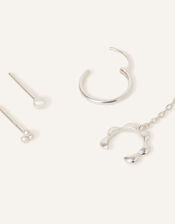 Sterling Silver Irregular Chain Earrings 5 Pack, , large