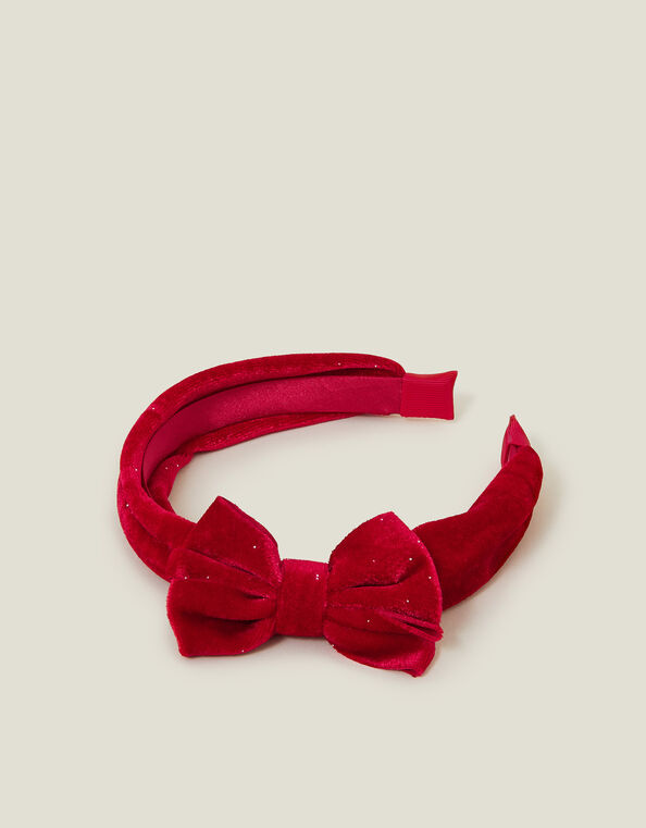 Girls Velvet Bow Headband, , large