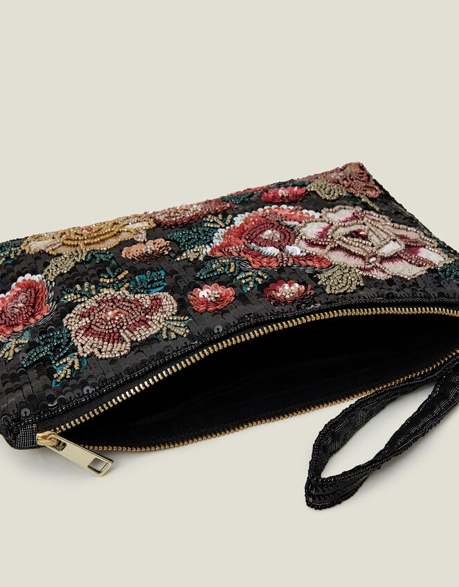 Floral Embellished Clutch Bag, , large