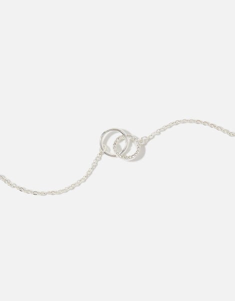 Pave Link Circle Necklace, Silver (SILVER), large