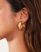 14ct Gold-Plated Large Twist Hoop Earrings, , large