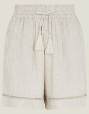 Linen Blend Shorts, Camel (BEIGE), large