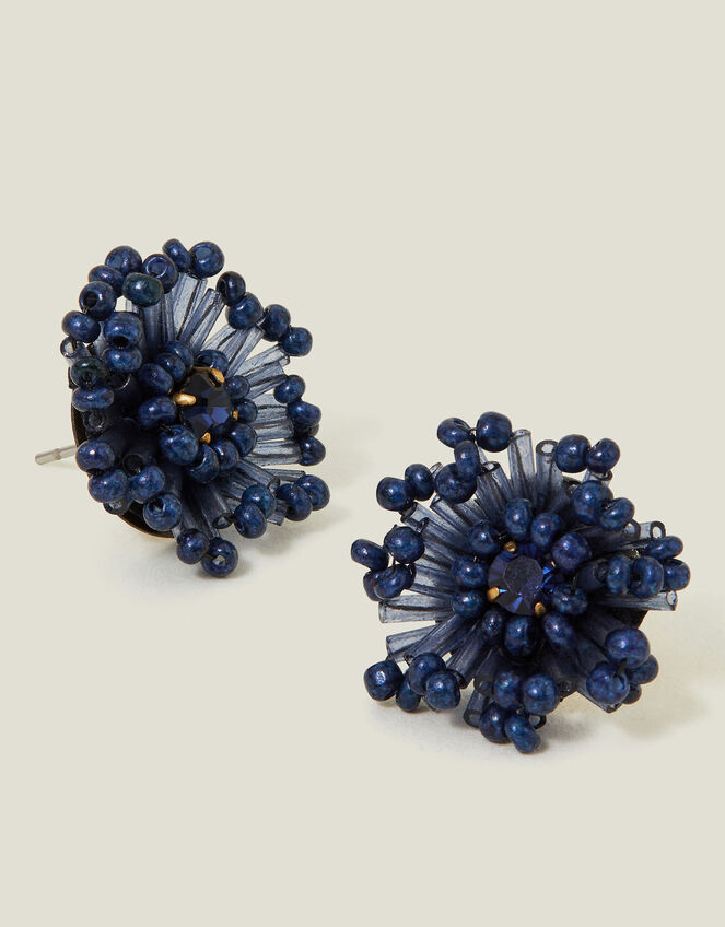 Bead Flower Stud Earrings, , large