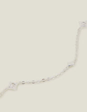 Sterling Silver-Plated Diamond Station Necklace, , large
