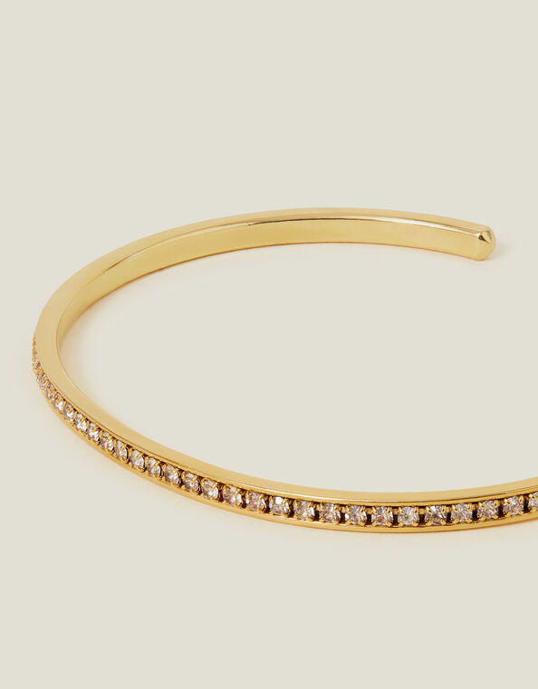 14ct Gold-Plated Sparkle Bangle Bracelet, , large