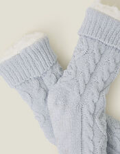 Cable Knit Slipper Socks, Grey (GREY), large