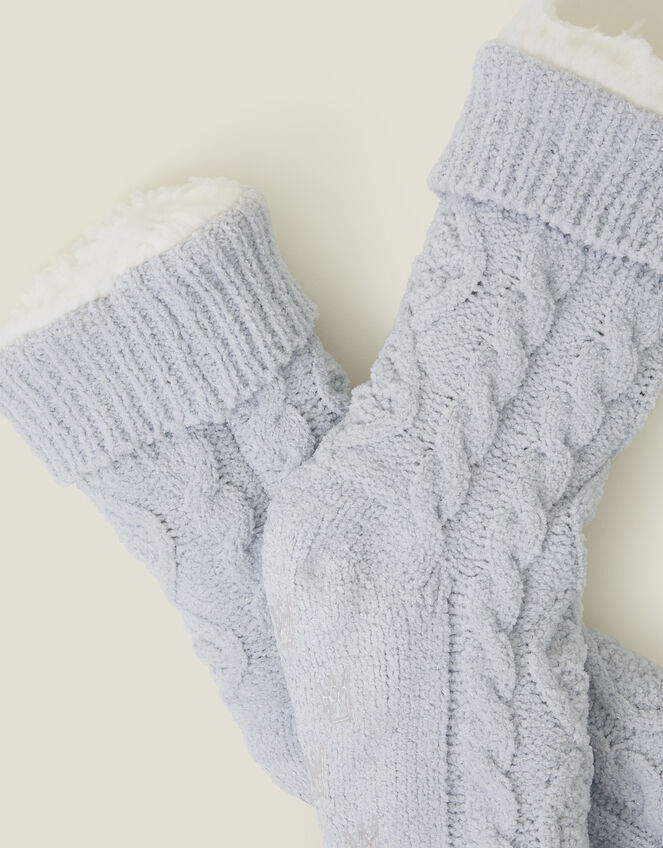 Cable Knit Slipper Socks, Grey (GREY), large