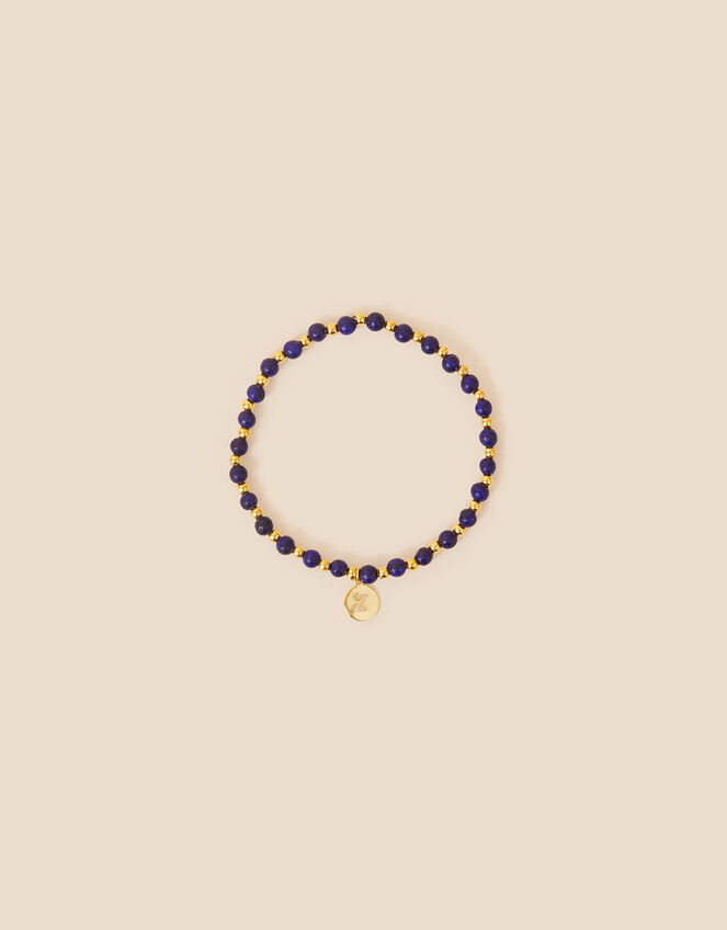 14ct Gold-Plated Healing Stone Lapis Lazuli Bracelet, , large