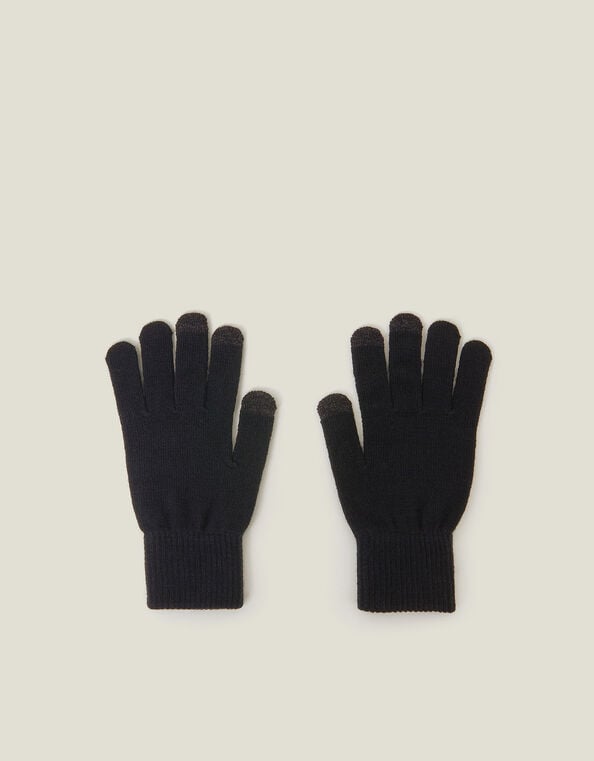 Long Cuff Touchscreen Gloves, Black (BLACK), large