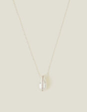 Sterling Silver-Plated Teardrop Pearl Pendant Necklace, , large