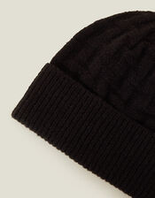 Geometric Knit Beanie, Black (BLACK), large