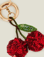 Sequin Cherry Bag Charm Keyring, , large