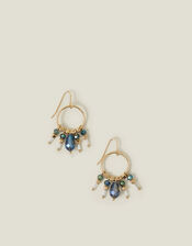 Jewel Tassel Hoop Earrings, , large