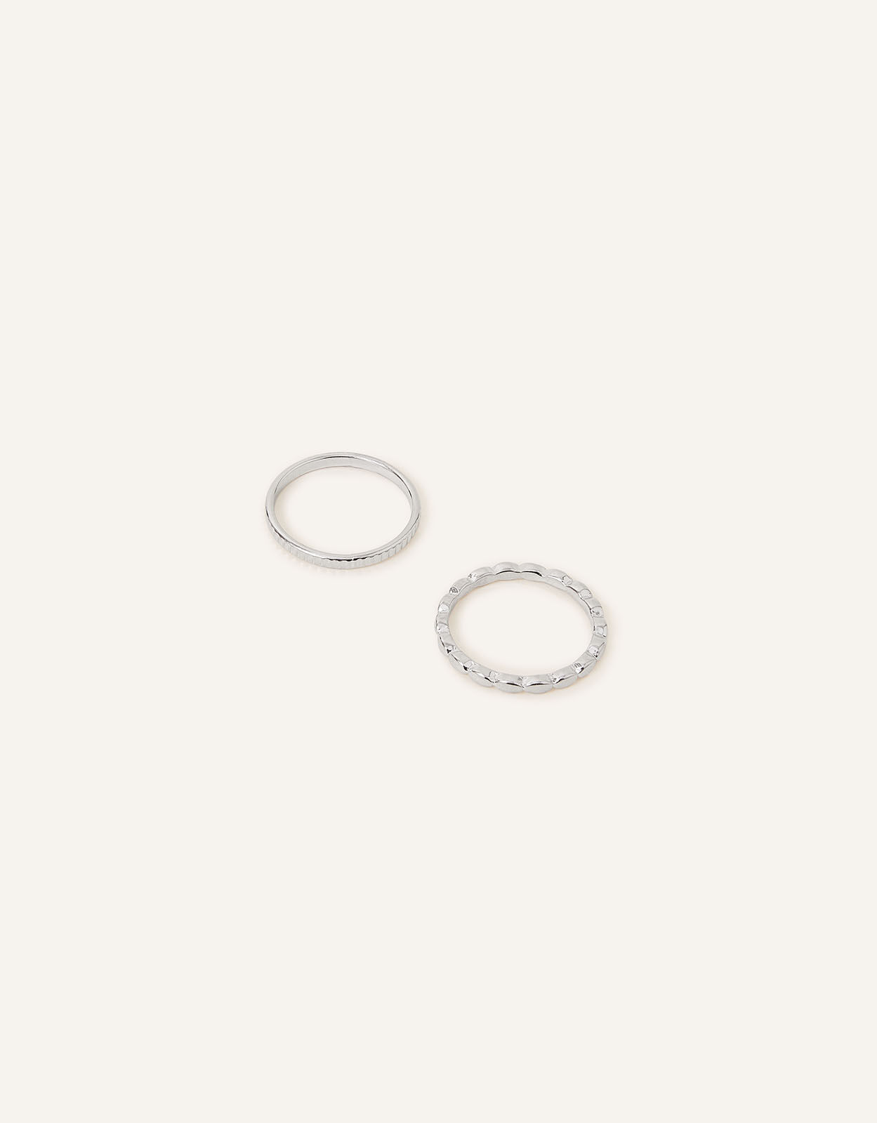 Textured Skinny Rings Set of Two Silver