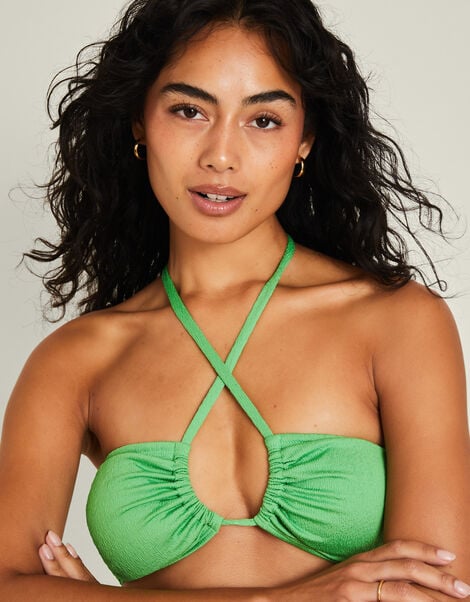 Textured Halter Bikini Top, Green (GREEN), large