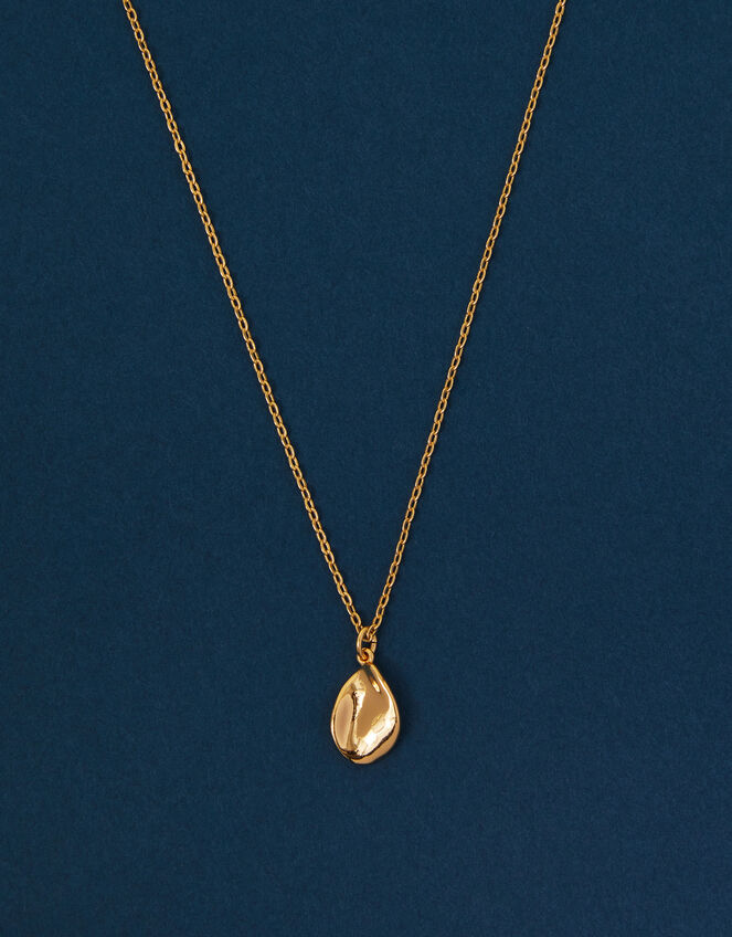 14ct Gold-Plated Molten Teardrop Pendant Necklace, , large