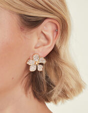 Pave Flower Stud Earrings, , large