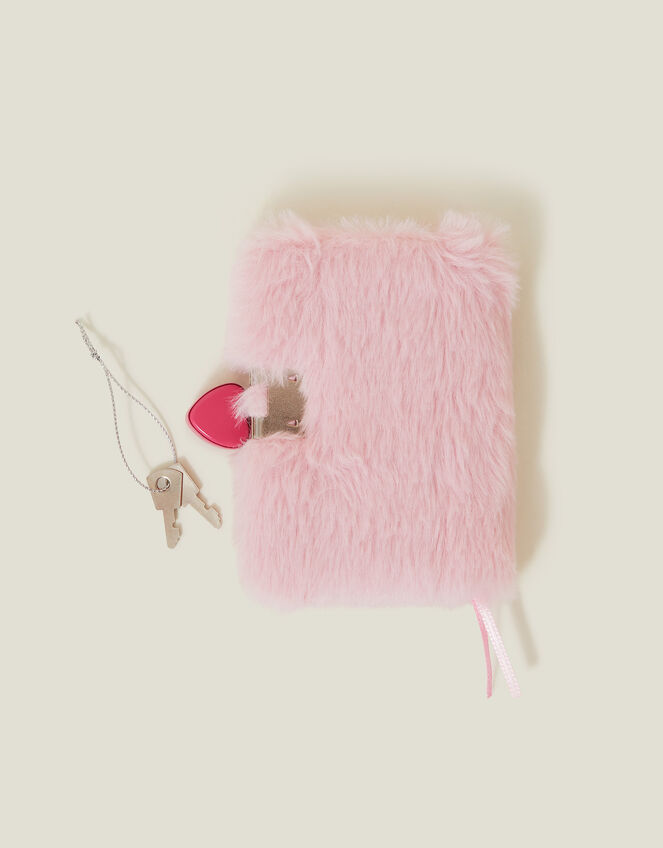 Girls Fluffy Badge Lockable Journal, , large