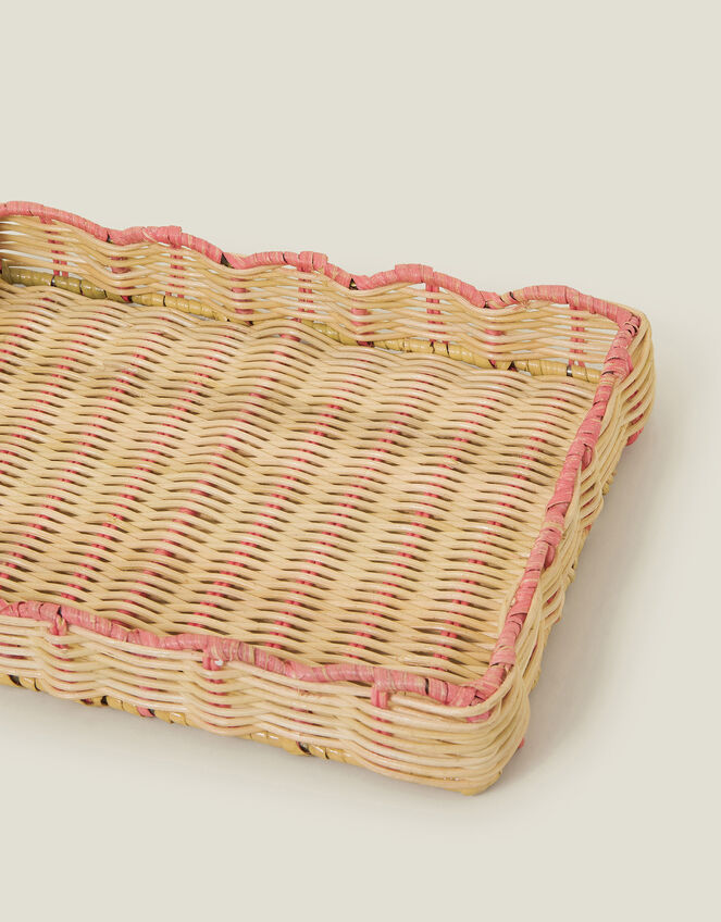 Rectangular Scalloped Wicker Tray, , large