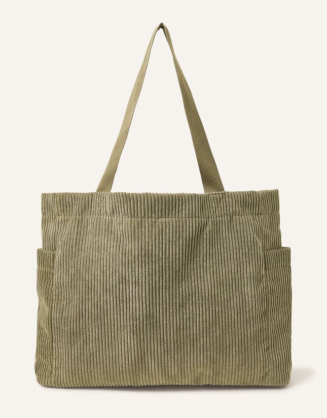 Cord Shopper Bag, Green (KHAKI), large