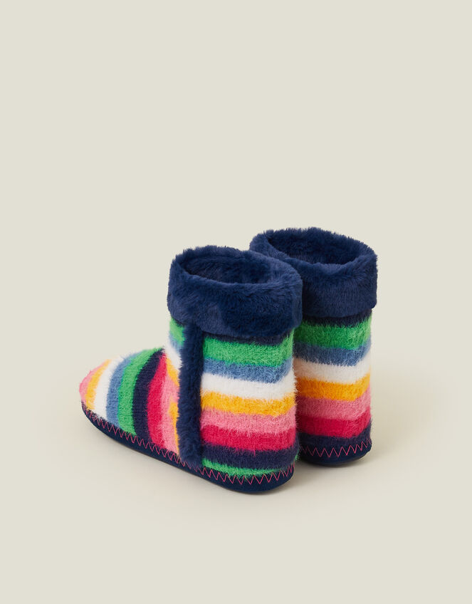 Fluffy Stripe Boot Slippers, Multi (BRIGHTS MULTI), large