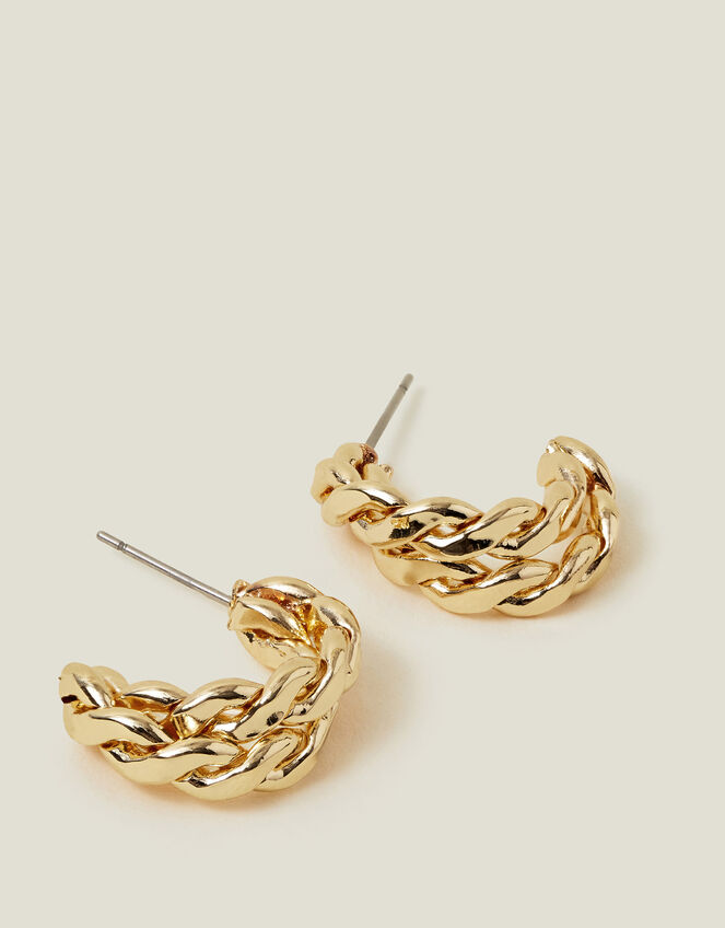 Double Chain Hoop Earrings, , large