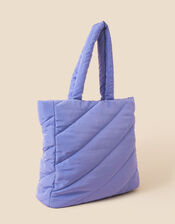 Quilted Shopper Bag in Recycled Nylon, Blue (BLUE), large