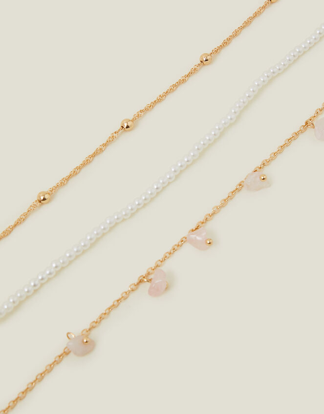 3-Pack Faux Pearl Stone Anklets | Anklets | Accessorize UK