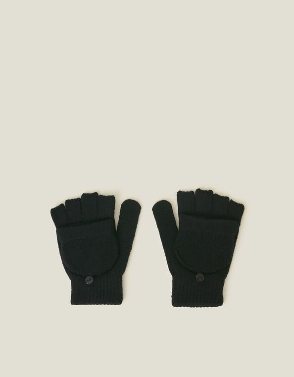 Plain Capped Gloves, Black (BLACK), large