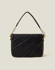 Large Quilted Cross-Body Bag, Black (BLACK), large