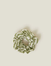 Leafy Block Print Hair Scrunchie, , large