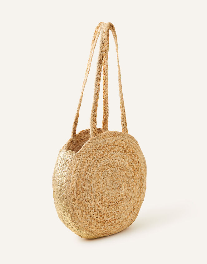 Mrs Large Circular Straw Shoulder Bag, , large