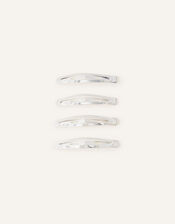 Metal Snap Hair Clips 4 Pack, Silver (SILVER), large