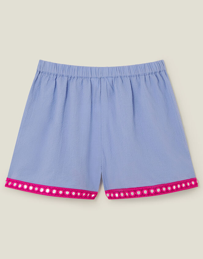 Girls Mirror Embellished Shorts, Blue (BLUE), large