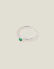 Sterling Silver-Plated Sparkle Ring, Green (GREEN), large